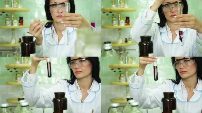 女科学家在实验室里混合物质