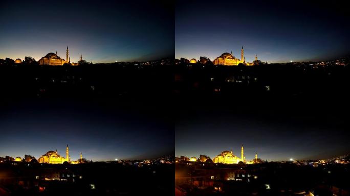 Suleymaniye mosque at night