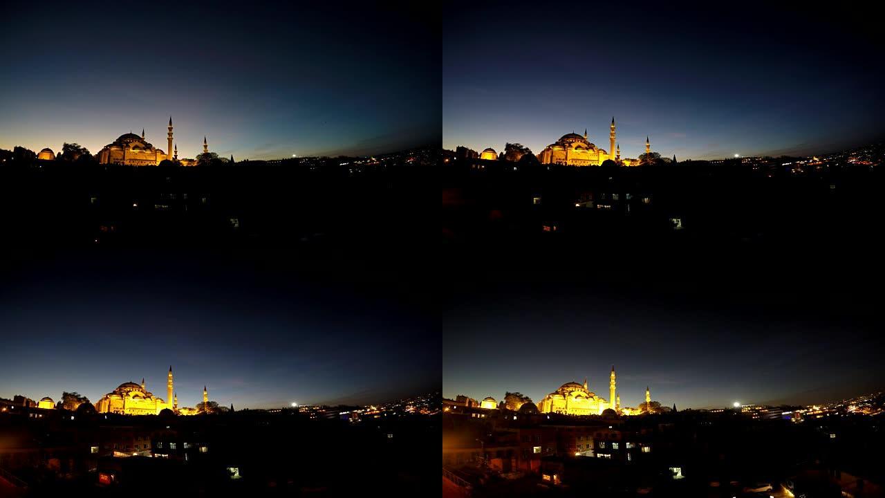 Suleymaniye mosque at night