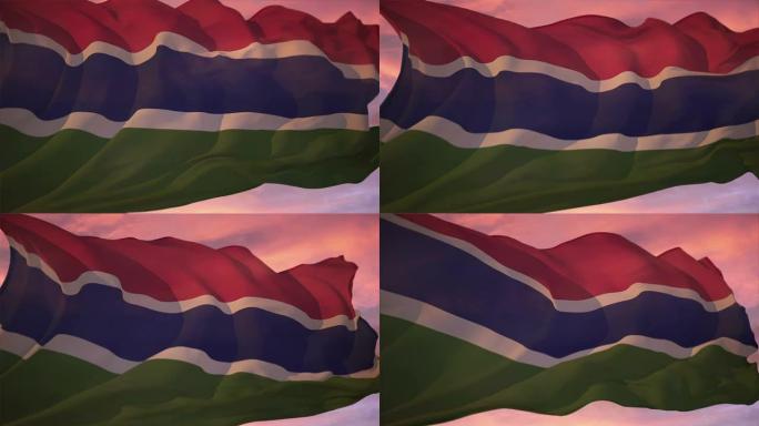 冈比亚旗旗帜飞扬三维动画
