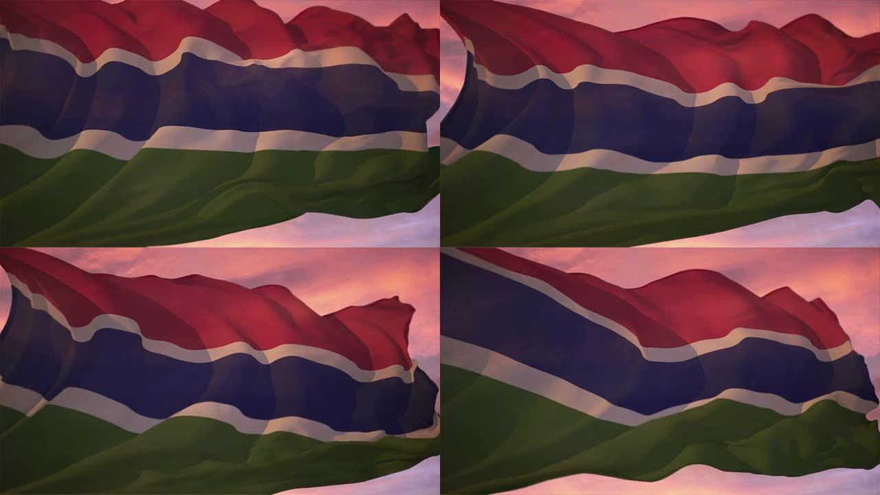 冈比亚旗旗帜飞扬三维动画