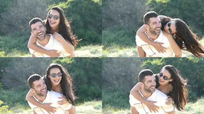 海滩上的背负式骑行 -- 慢动作