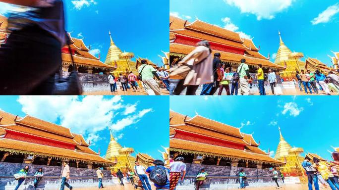 高清延时：泰国清迈Phrathat doi suthep寺庙