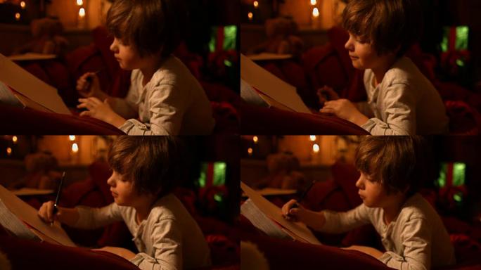 小男孩给圣诞老人写了一封信