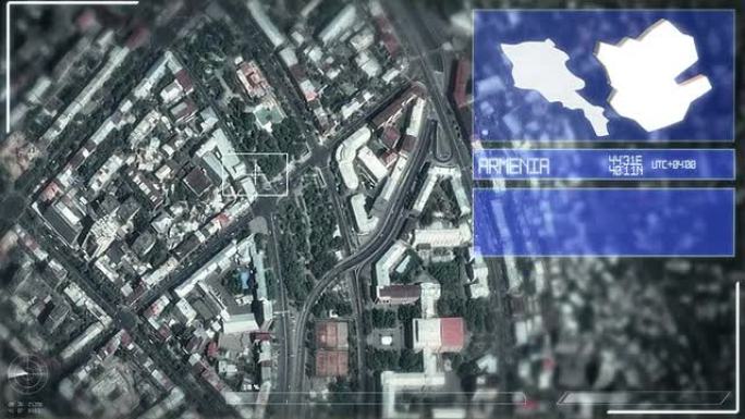 埃里温的未来主义卫星图像视图