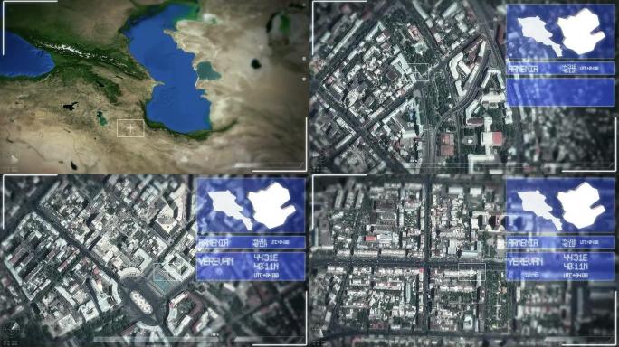 埃里温的未来主义卫星图像视图