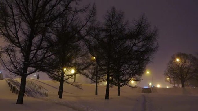 夜间城市降雪夜间城市降雪