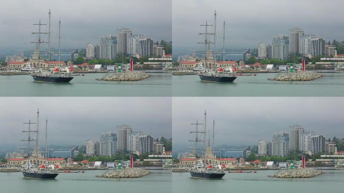 从海上看索契俄罗斯港口城市