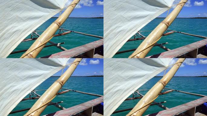 新喀里多尼亚松树岛上的独木舟骑行