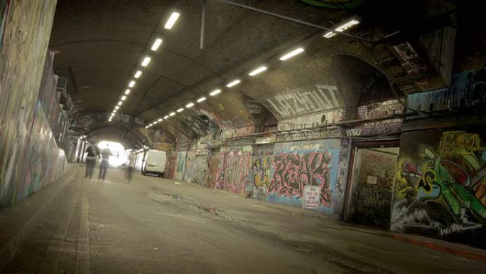 Grunge Graffit隧道延时。高清