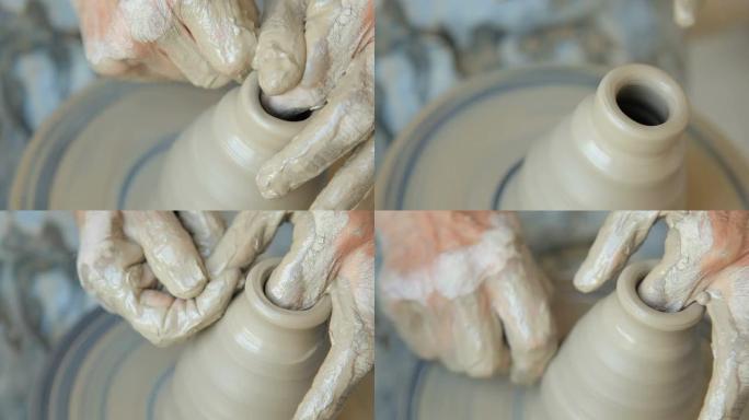 陶工的双手创造了一个罐子