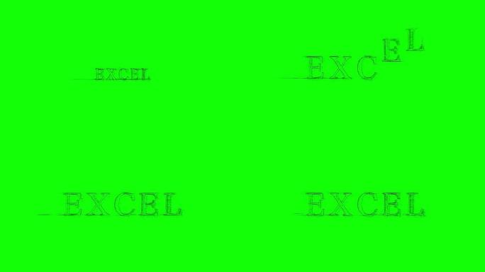 横幅Excel草图摇摇欲坠的文本绿色屏幕背景动画