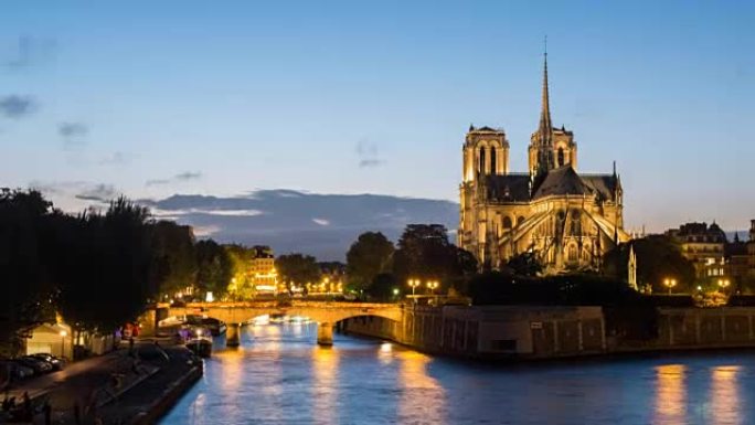 高清延时: 法国巴黎圣母院白天到晚上-股票视频