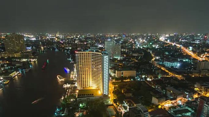 曼谷市中心天际线河景