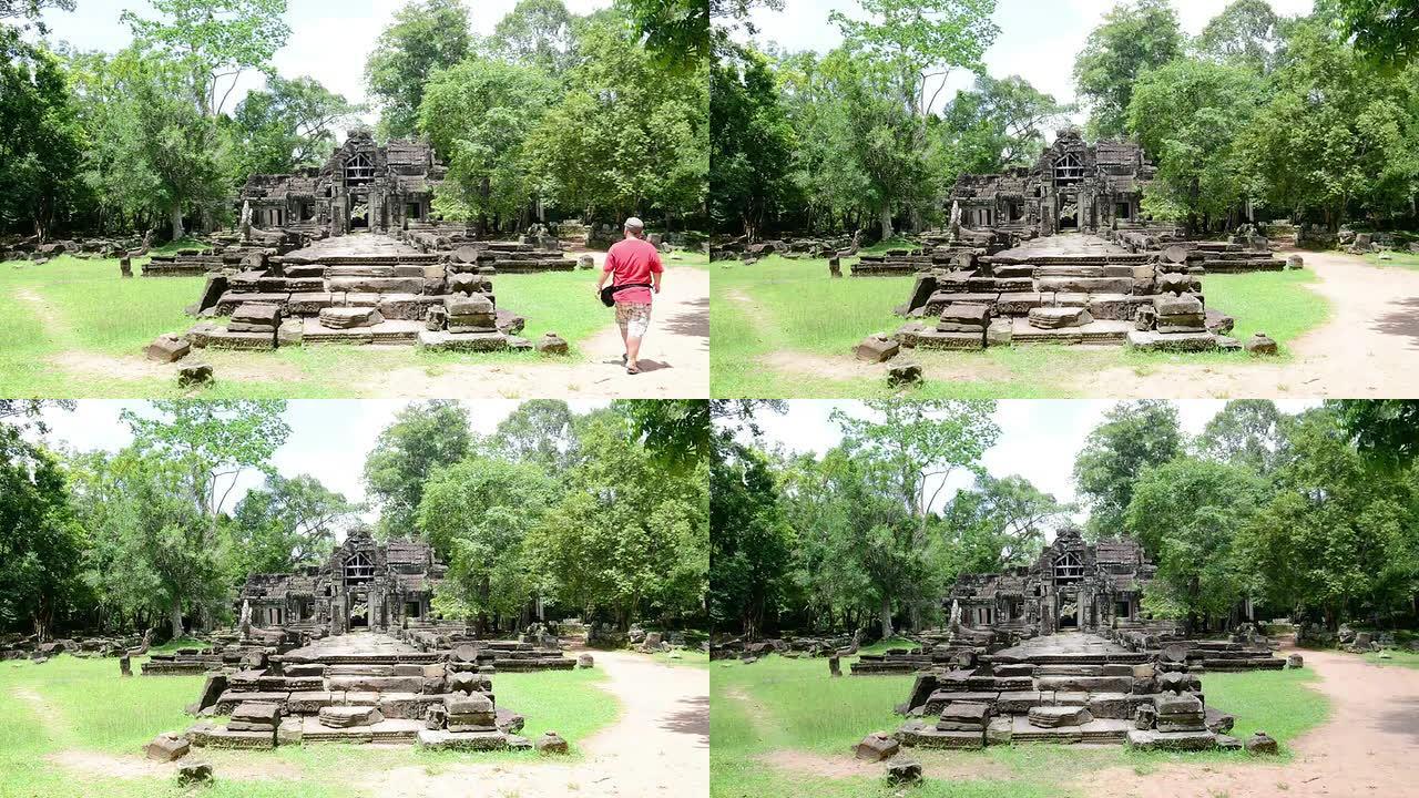 柬埔寨吴哥窟古老的佛教高棉庙宇。女Kdei Prasat