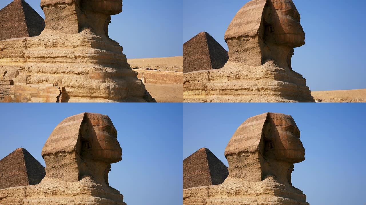 埃及开罗吉萨金字塔前的大狮身人面像
