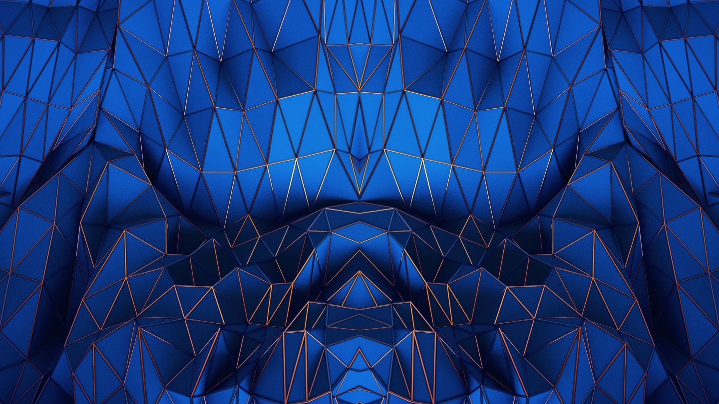 【4K时尚背景】深蓝华丽空间三角几何金框