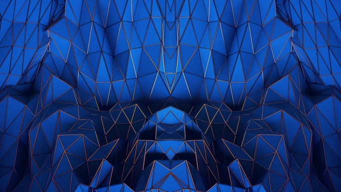 【4K时尚背景】深蓝华丽空间三角几何金框