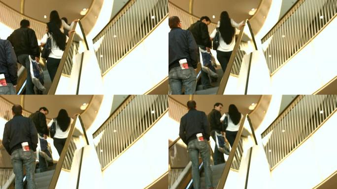 购物中心乘坐自动扶梯的人 (4K/UHD至高清)