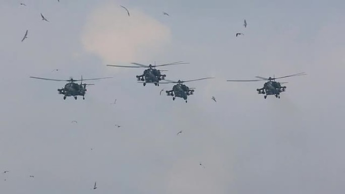 用于军事演习的俄罗斯直升机