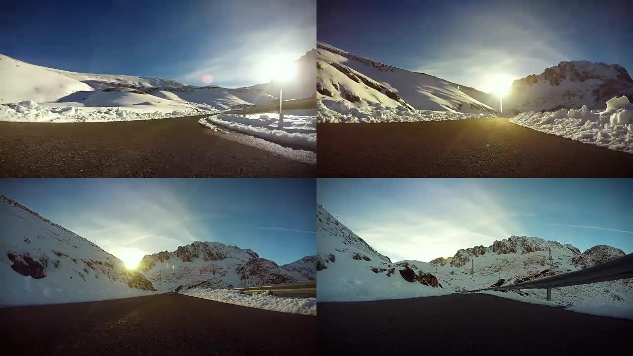 冬季山口上的车载摄像头