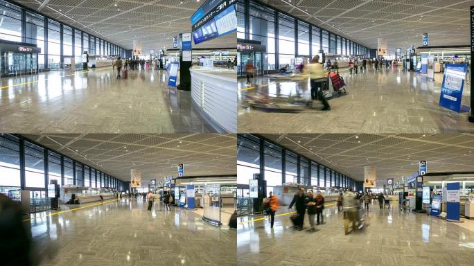 高清延时超限: 日本成田机场出发航站楼的旅客