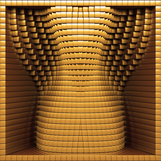 【裸眼3D】奢华艺术金色曲线立体黄金盒子