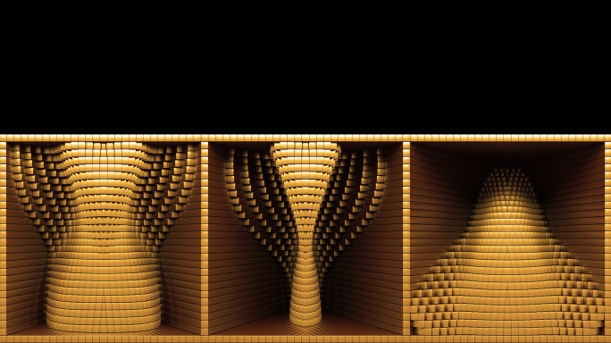 【裸眼3D】奢华艺术金色曲线立体黄金盒子