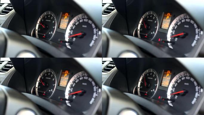 启动和速度加速汽车表盘时速表加油