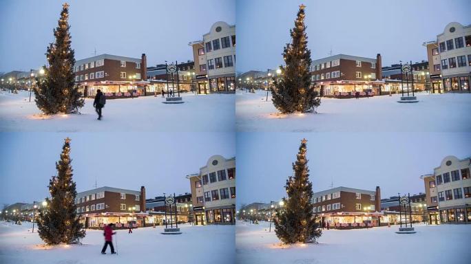 4k时间流逝: 冬季基律纳市的圣诞树