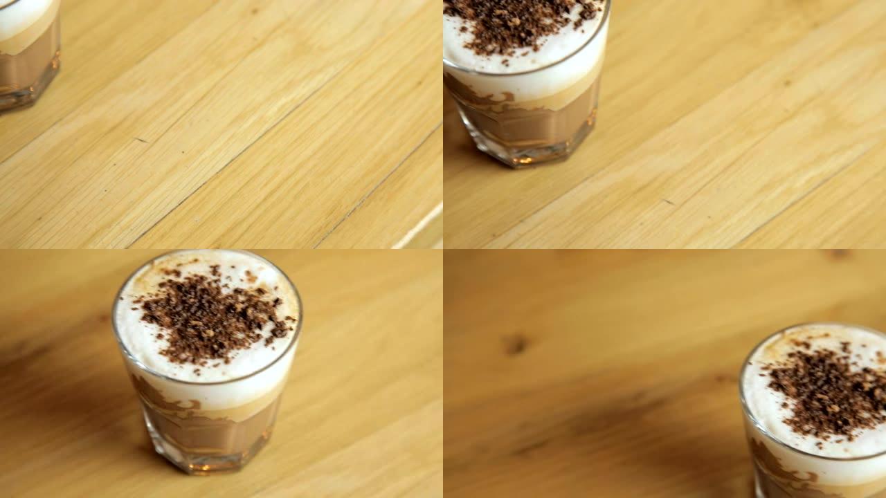 玛奇朵焦糖咖啡一杯饮品特写实拍