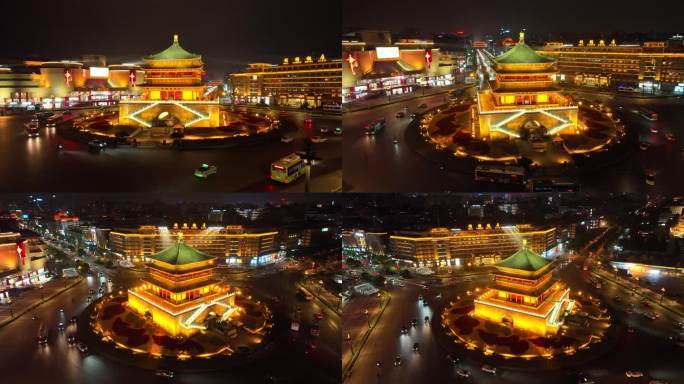 4k高清西安钟楼夜景