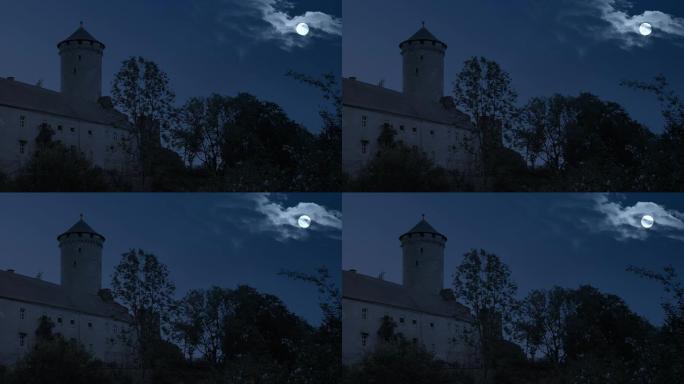 夜晚的城堡夜晚的城堡月亮