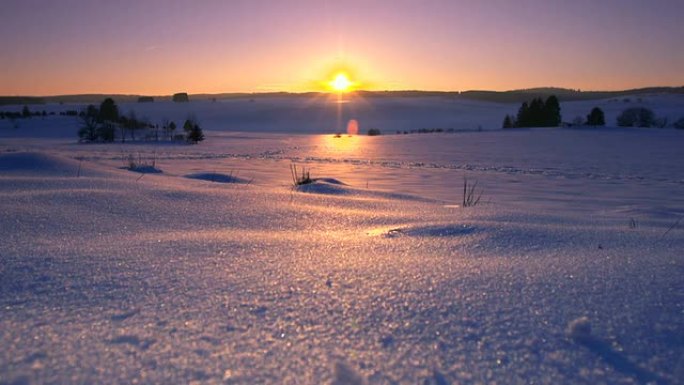 日落时分的冬季景观