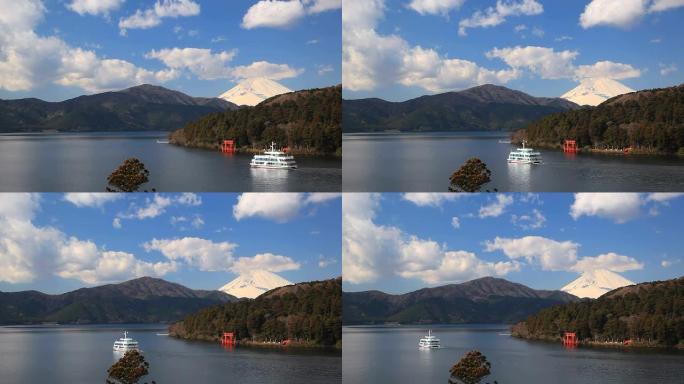 富士山和阿势湖，箱根国家公园，日本。