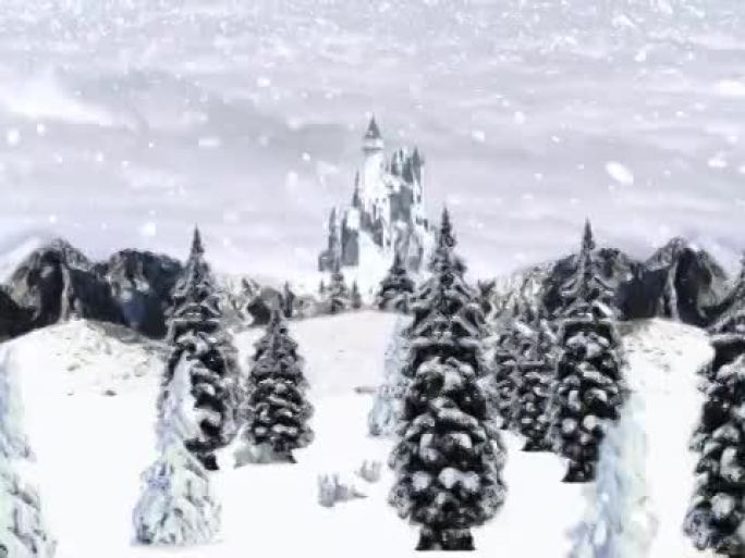 进入女巫城堡雪林雪景冰天雪地