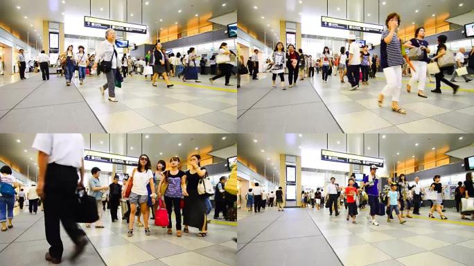 日本大阪市最繁忙的天王寺地铁站对面的人们