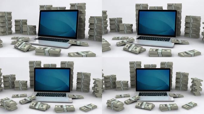 美元钞票和笔记本电脑 | 在线赚钱