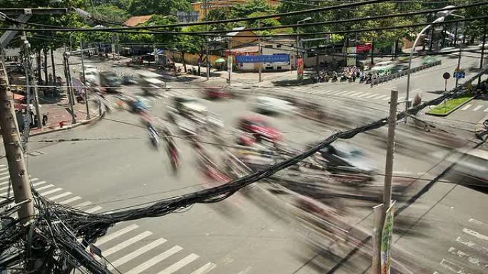 胡志明市交通延时。越南高清1080视频