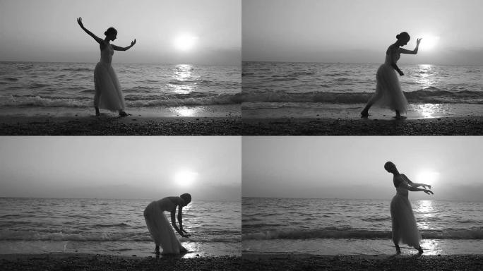 海岸日落时的芭蕾舞