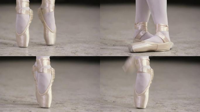 芭蕾优雅艺术脚尖着地特写镜头