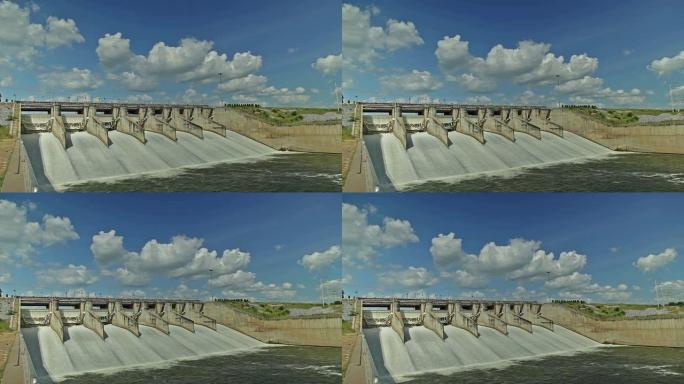 大坝水力发电厂的水流