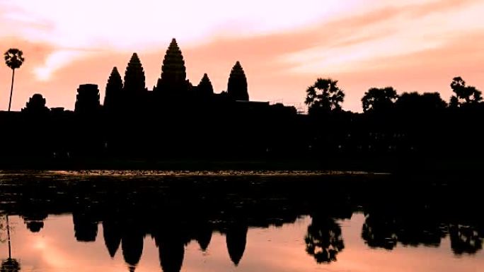 柬埔寨吴哥窟寺庙日出的延时