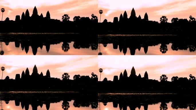 柬埔寨吴哥窟寺庙日出的延时