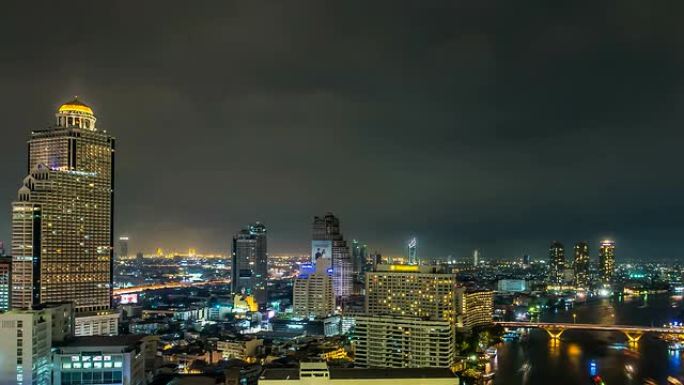 城市上空的闪电电闪雷鸣夜景延时繁华都市