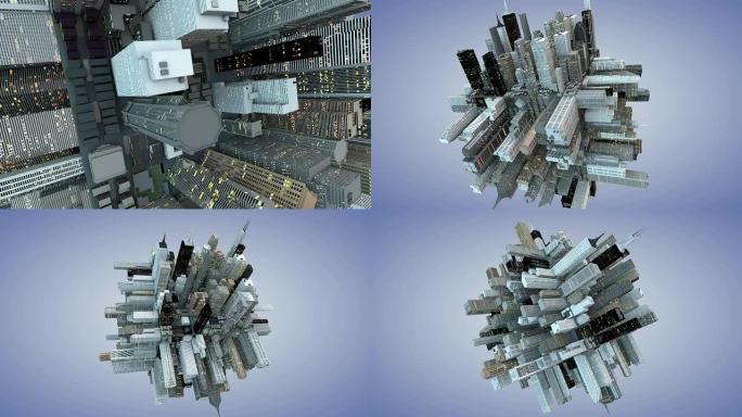 高清抽象立方体城市3D动画
