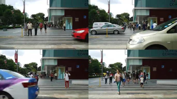 新加坡城市乌节路的延时拥挤人群