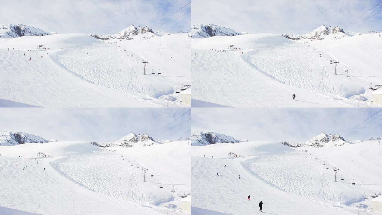 瑞士滑雪场斜坡的时间推移