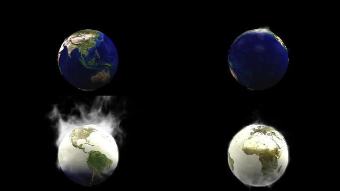 全球变暖自转旋转3d特效动画死亡星球