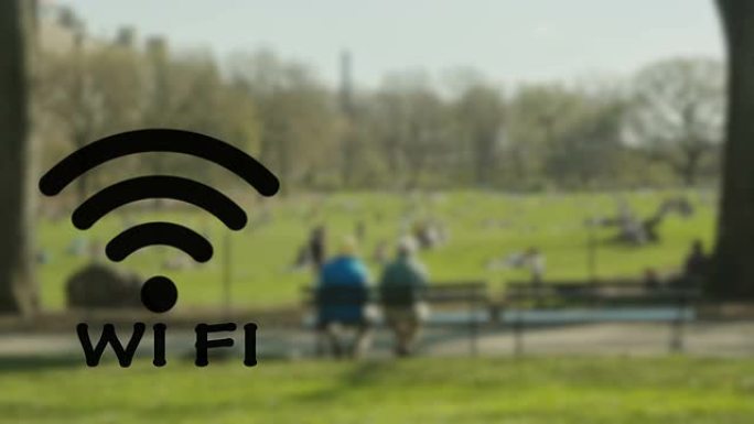 公园里闪烁的Wifi热点无线技术